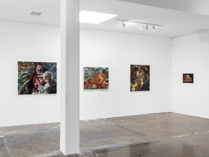 Celeste Dupuy-Spencer, Burning in the eyes of the maker, exhibition view. Courtesy of Jeffrey Deitch