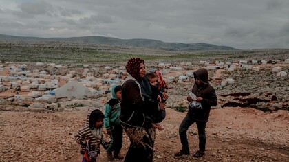 A displaced family impacted by war