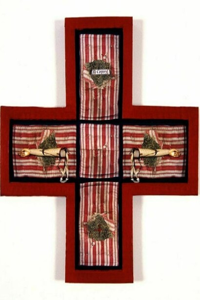 Natale Zoppis, Dalla serie “Ex Corpore”, 1999, Fotografie a colori, cartone, e punti metallici, cm 22x22, Opera Unica, Courtesy ABF | Scatola Chiara  
