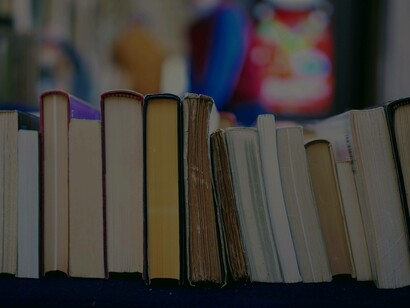 A row of books eager to be read are sitting on a shelf at the library