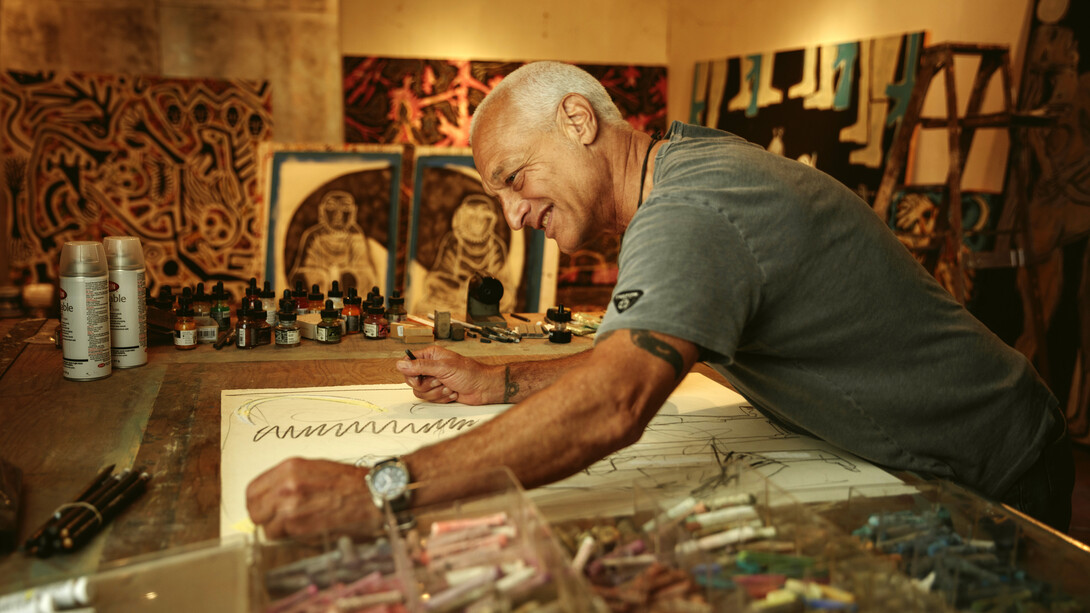 Feldsott in his studio. Photo Credit, Marc Olivier Le Blanc