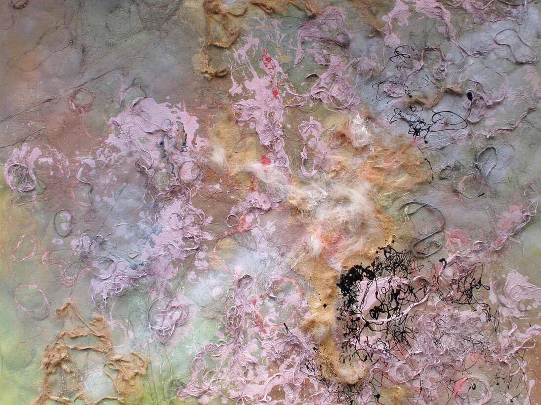 jillian platt  - Spring II-  40 x40 - acrylic, animal hair on canvas