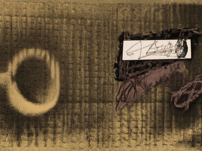 Antoni Tàpies; L'etiquette, 1979, Colección particular (detalle)