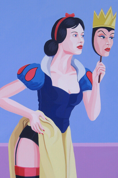 Giuseppe Veneziano, Face to face, 2010, acrilico su tela, cm 100x80