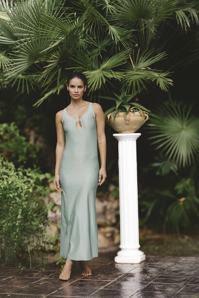 Shine dress Aquamarine in tessuto Lurex
