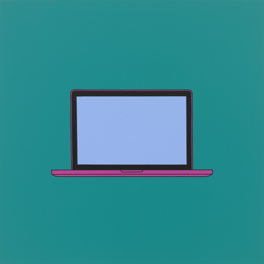 Michael Craig-Martin, Untitled (laptop turquoise), 2014, Acrylic on aluminium, 122 x 122 cm © Michael-Craig Martin. Courtesy Gagosian Gallery. Photo: Mike Bruce