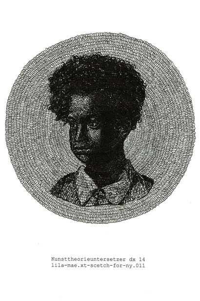 Manfred Kirschner, Kunsttheorieuntersetzer - Lila-Mae, 2014. Drawing / C-print, 11 7/10 x 8 3/10 inches (29.69 x 21 cm). Courtesy of the artist.