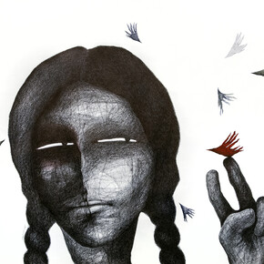 Nihad Al Turk, Sara, 2015, ink on paper, 110 x 144 cm