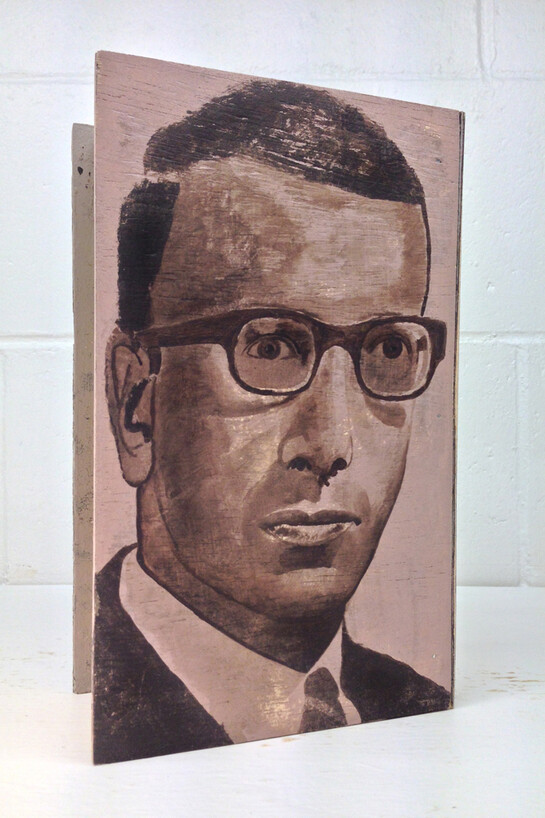 Martin McMurray, Struck From The Masthead (back), 2014, acrylic on wood, 10.75 x 6.5 x 3.375 inches
