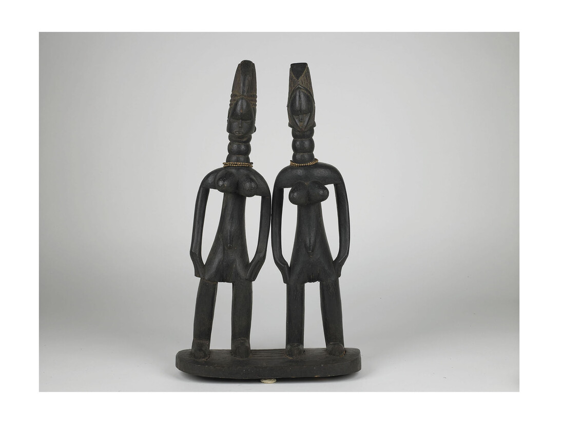 Unknown Mende artist, Pair of Female Figures on a Stand before 1911, Carved wood, 540 x 333 x 125 mm, National Museums Liverpool
