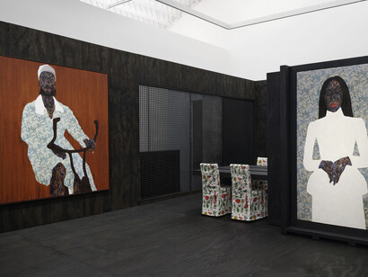 Amoako Boafo, I bring home with me, exhibition view. Courtesy of Roberts Projects 
