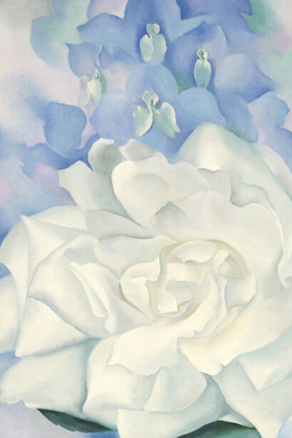 Georgia O'Keeffe, White Rose with Larkspur No. 2, 1927. Courtesy of Museum of Fine Arts, Boston