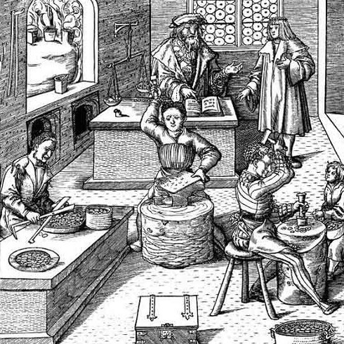 Hans Burgkmair the Elder, "Officina medievale", probabilmente Germania, XVI sec. Nel Medioevo era il re a coniare moneta e trattenere un margine: oggi il meccanismo è più complesso, ma il principio del signoraggio resta