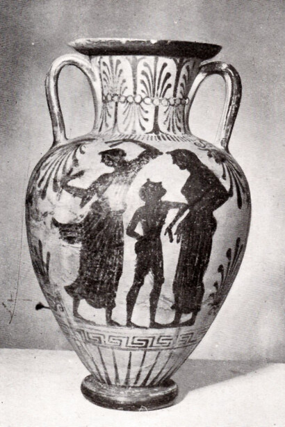 Orbetello, Antiquarium, anfora etrusca a figure nere