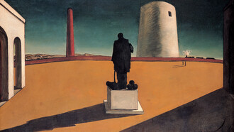 Giorgio de Chirico, L’enigma di una giornata, 1914, Olio su tela, 83 x 130 cm, Museu de Arte Contemporânea da Universidade de São Paulo, Brazil © G. de Chirico by SIAE 2019
