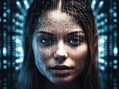 Volto di donna con tecnologia futuristica generata dall'IA: "Una parte della ricerca sull’IA ha così cominciato a impiegare reti neurali multilivello, ispirate alla struttura e al funzionamento stratificato delle reti neuronali del cervello umano..."