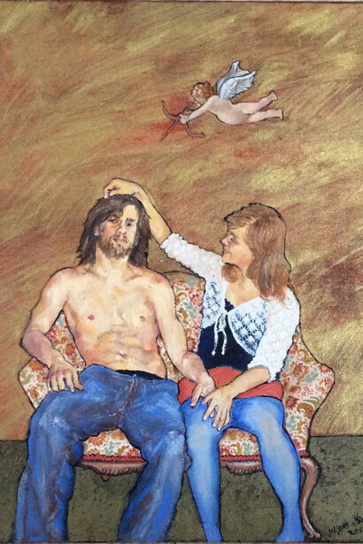 Mira Kliger. Samson and Delilah. Oil on canvas, 40x30 cm