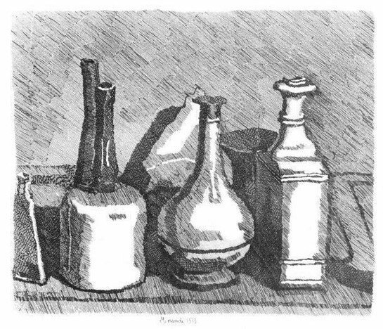 Giorgio Morandi, Natura morta, 1933. Acquaforte, 258 x 304 mm. Courtesy Galleria d’Arte Maggiore G.A.M., Bologna.