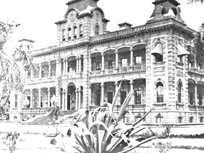 Iolani Palace, which served as the Executive Building of the Territory of Hawaiʻi, circa 1901