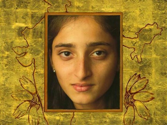 Siona Benjamin, detail of Maayan Abraham (Shapurkar) , 2012-2013, Photo-Collages with Gouache and Acrylic Paint on Hahnemuhle Paper, 35 x 35 inches