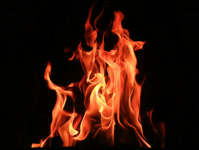 Fire in a bonfire

