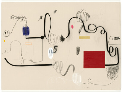 Christian Rosa, "Daniel Richter Wouldn't Say So", 2014, oil, charcoal, pencil, resin, dirt and oil stick on canvas, 220 x 300 cm / 86 2/3 x 118 in, Courtesy Contemporary Fine Arts, Berlin, Photo: Jochen Littkemann