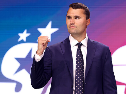 Charlie Kirk meets with attendees during the 2025 Student Action Summit at the Tampa Convention Center in Tampa, Florida, July 2025