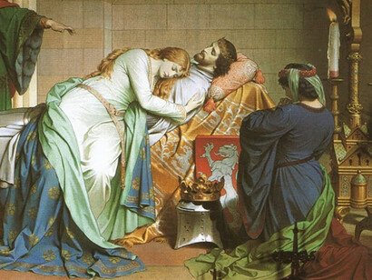 Isotta muore sul corpo di Tristano, Augusto Spiess, 1883