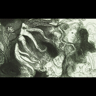 Man Drawing at Entrance to a Cave, 1995- Copyright The Estate of Ken Kiff, courtesy Marlborough Fine Art.