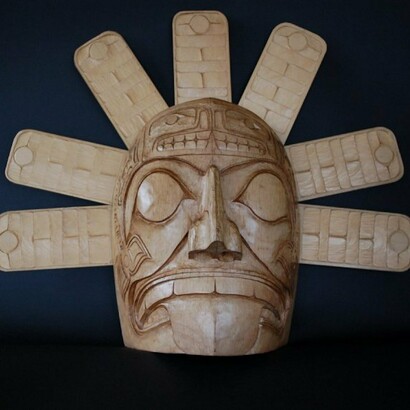 Sun mask carved by Nuu-chah-nulth artist Norman John of British, 1983.