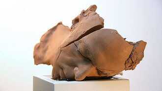 Luca Freschi.  'Narcissus poeticus', terracotta, legno, fiori artificiali, resine