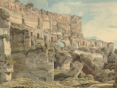 Francis Towne (1739-1816), Inside the Colosseum, 1780. Watercolour with pen and ink, 317 x 472 mm © The Trustees of the British Museum. 