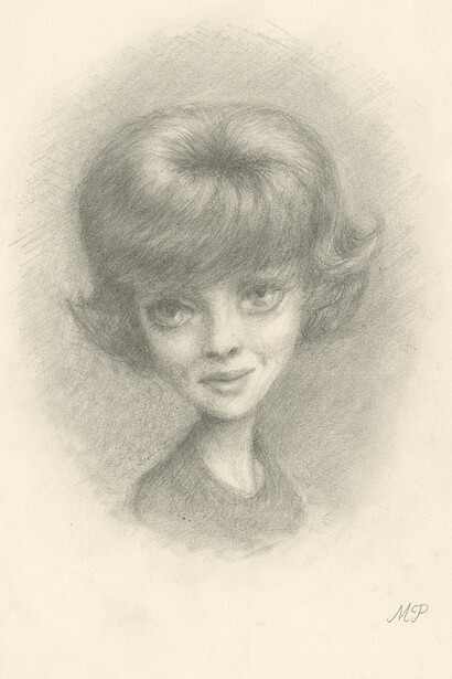 Marion Peck, Lady1, Graphite on paper, 25x20 cm, 10x8 Inch.