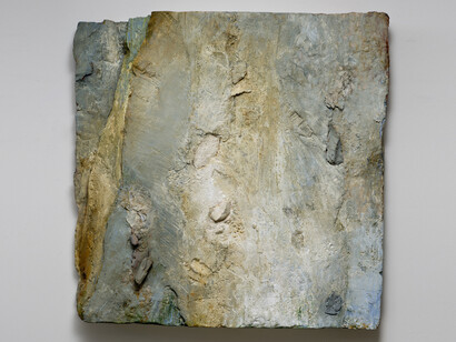 Drift, 2012,  48 x 48 x 7 inches styrofoam, acrylic and paper by Linda Cross