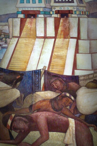 Detalle de los murales de Diego Rivera en el Palacio Nacional, CDMX, México