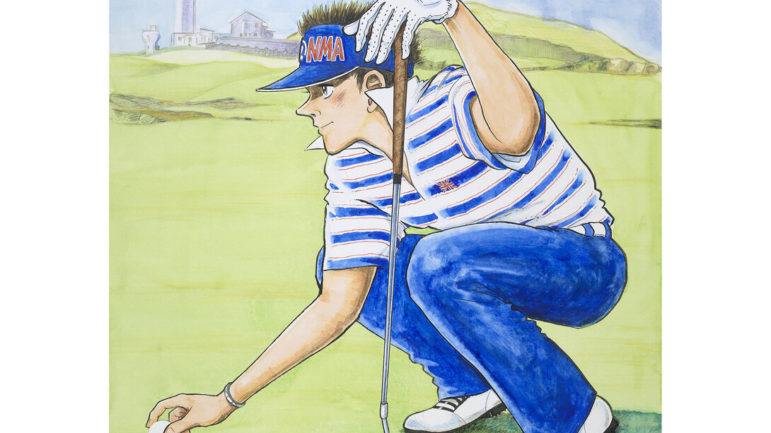 Chiba Tetsuya (b. 1939), Fair Isle Light House Keepers Golf Course (detail), Scotland. Ink and colour on paper, 2015. Loaned by the artist. © Chiba Tetsuya
