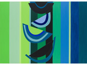 Terry Frost 1915-2003, Green Below, 2003, 37 x 161.2 cm, Acrylic paint, collage on canvas, Estate of Terry Frost © The estate of Sir Terry Frost. All Rights Reserved, DACS 2015