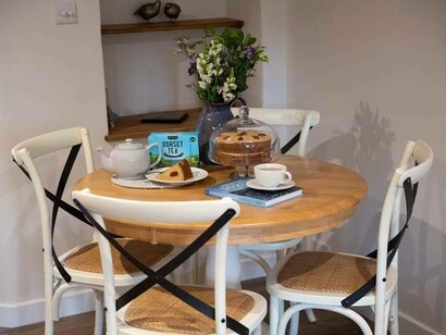 The dining room area in one of the cottages at Dominey’s Yard