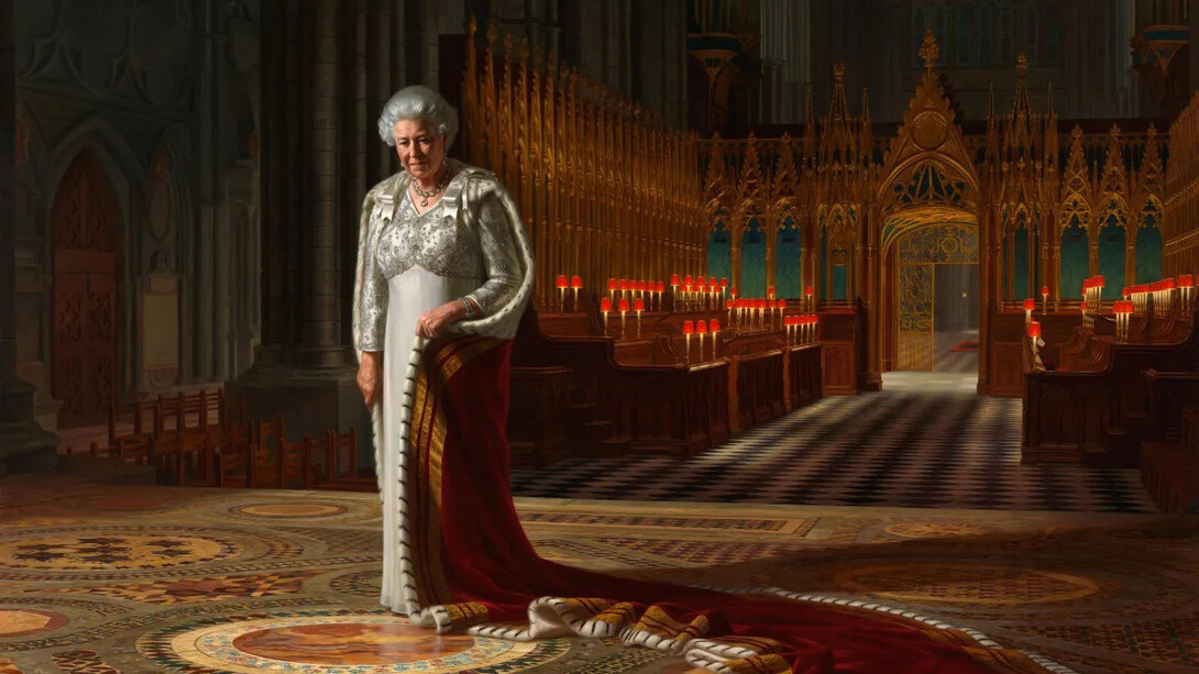 Ralph Heimans; El teatro de la coronación: retrato de la reina Isabel II, 2012 (detalle)