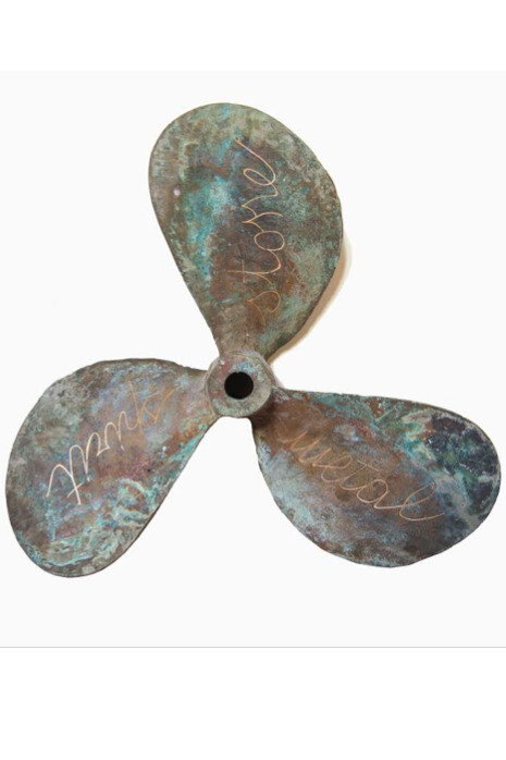 Giovanni Ozzola, Propeller, 2015, metal, stone, spirit, 67 x 67 x 20 cm © Giovanni Ozzola, Courtesy Gazelli Art 