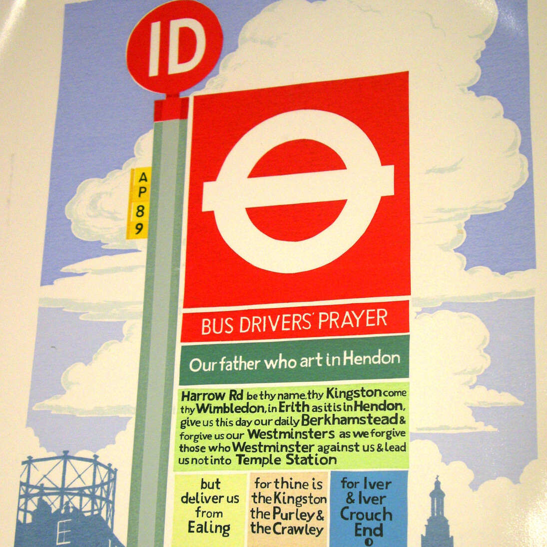 Artist: Martin Grover, Bus Driver’s Prayer, Screen Print, 13 x 24 cm
