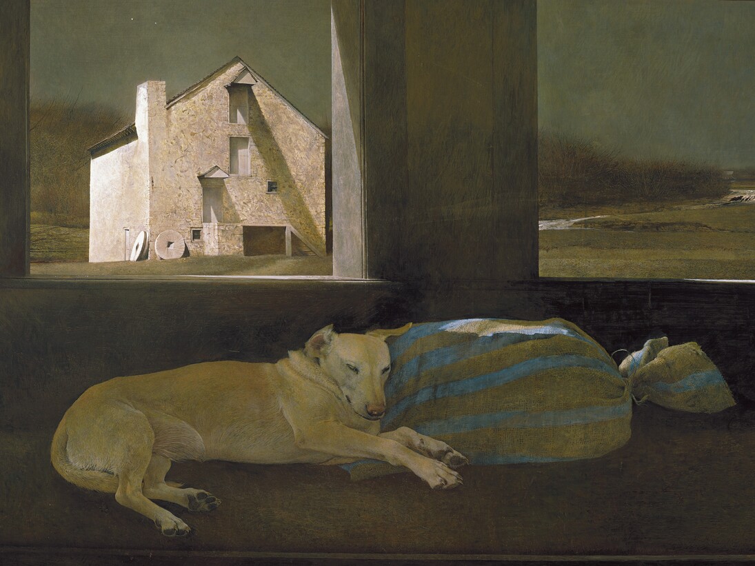 Andrew Wyeth. Durmiente nocturno. 1979. Témpera sobre tabla. 121,9 x 182,9 cm. © Andrew Wyeth. Private collection