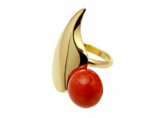 ‘ABToklas’ mediterranean red coral and 18ct yellow gold ring