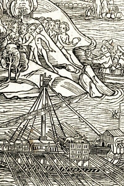 Grabado de la edición de Basilea de las "Cartas que anunciaron el descubrimiento de las Indias", de Cristobal Colón, 1493