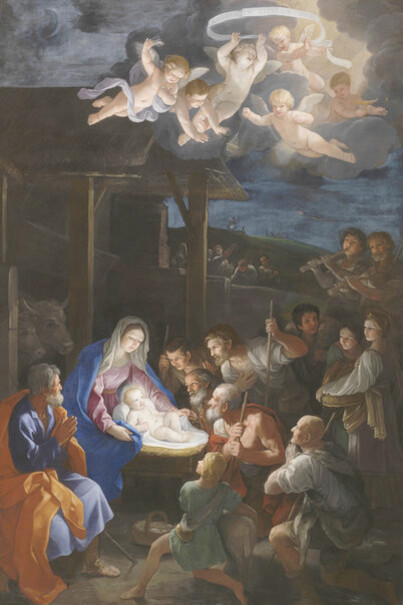 Guido Reni, Die Anbetung der Hirten, Öl auf Leinwand, um 1640, 480 x 321 cm, The National Gallery, London, NG 6270, © The National Gallery, London