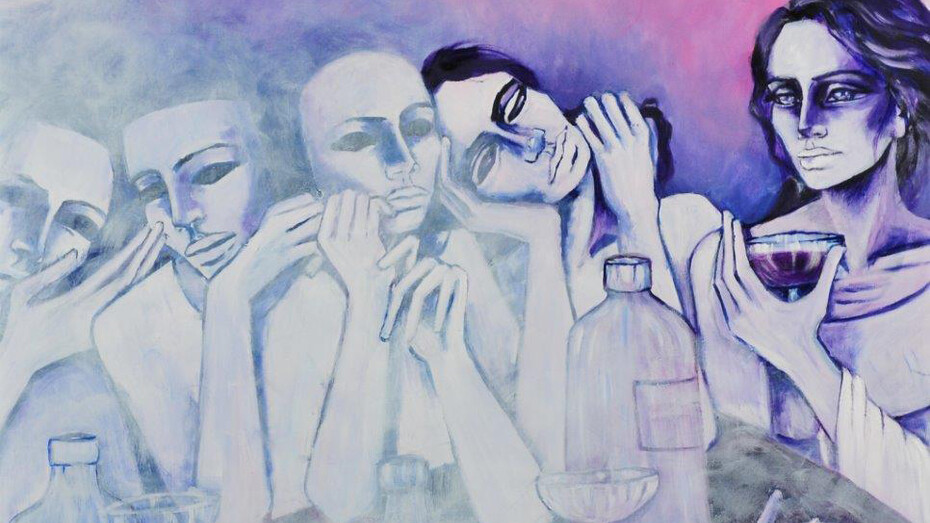 Anna Rita Alatan, Friends, Acrylic on Canvas, 31.5" x 39.5"