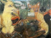 Freya Pocklington, A Gift For Gertica, 2013, conte crayon on paper, 133 x 152 cm