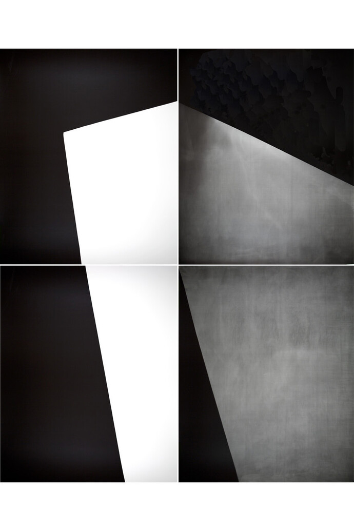 Alison Rossiter, From the series Split, Haloid Military, expired October 1957, processed 2015, Four Gelatin Silver Prints, Unique © Alison Rossiter, Courtesy Yossi Milo Gallery, New York