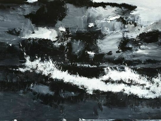 John Virtue (b. 1947), No. 13, 2011-2013, Acrylic on canvas, 2743.2 x 3962.4 mm