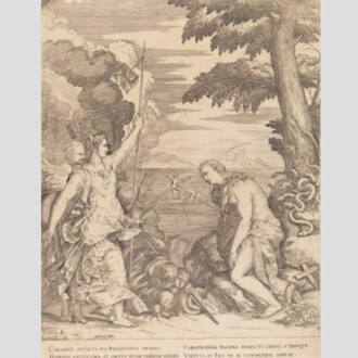 La Religión socorrida por el Imperio, Hacia 1566. Aguafuerte, Buril sobre papel verjurado, 405 x 312 mm. Courtesy of Museo del Prado